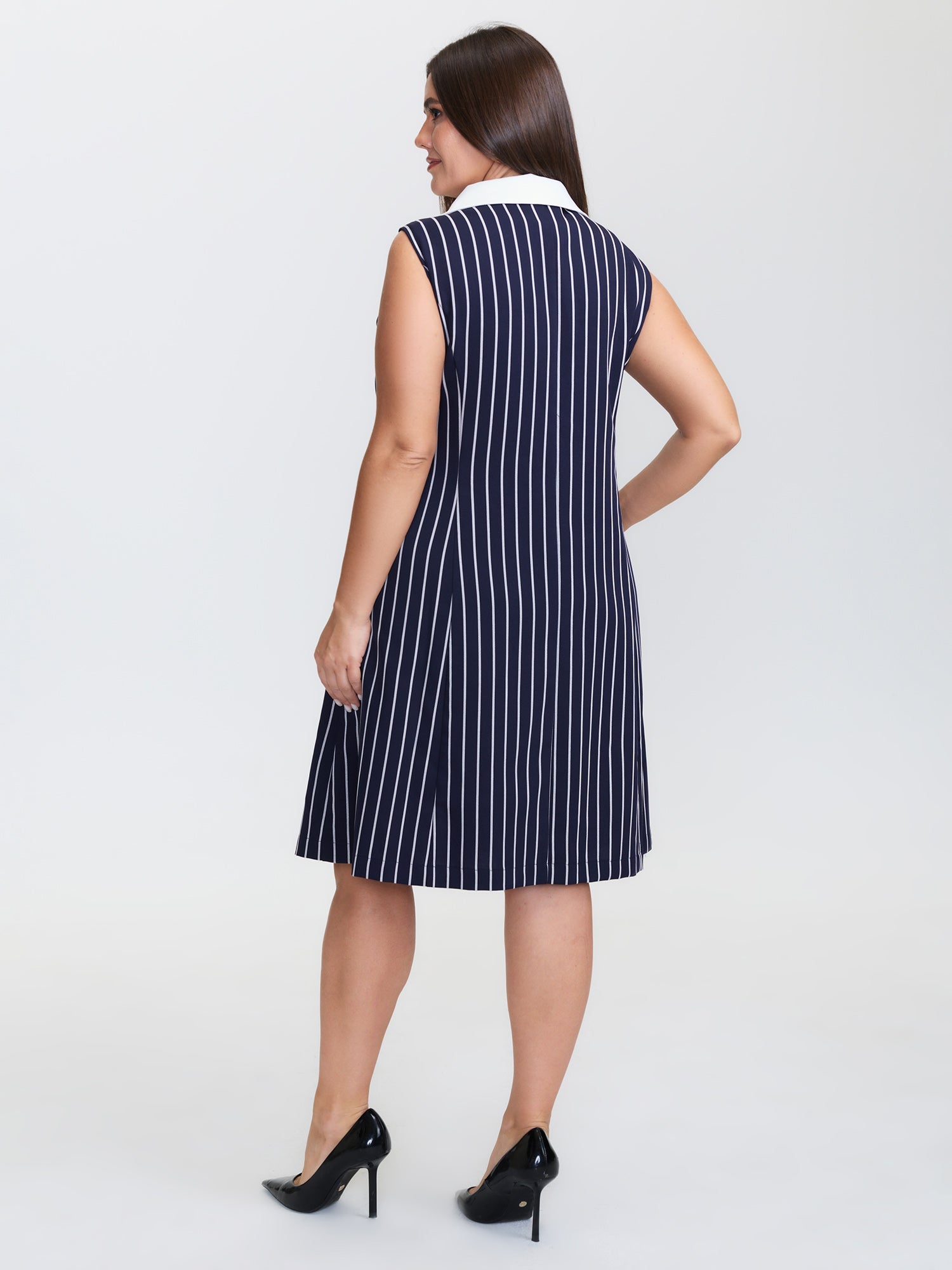 Color Contrast Stripe Double Button Mini Dress