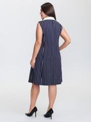Color Contrast Stripe Double Button Mini Dress