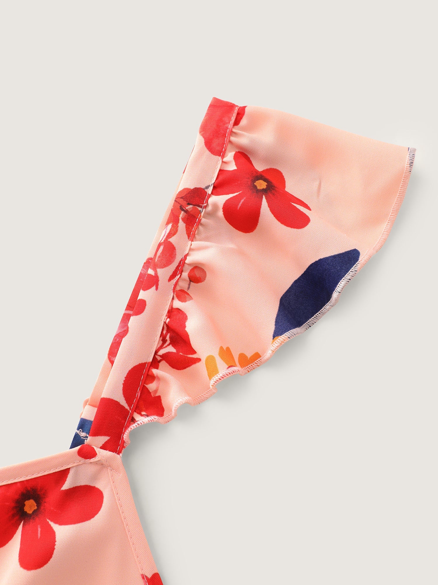 Floral Print Flutter Sleeve Contrast Maxi Dress
