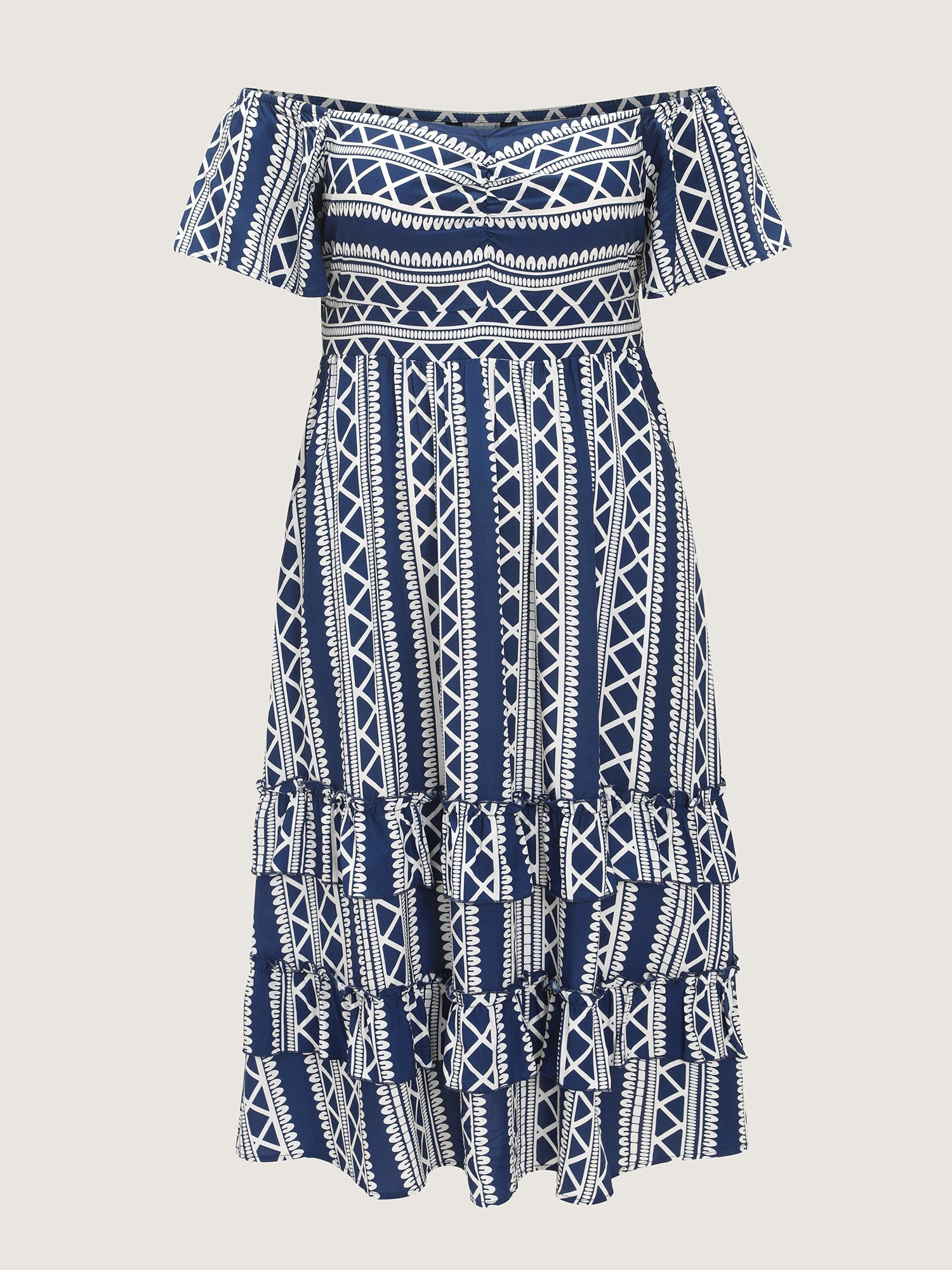 Boho Floral Print Cold-Shoulder Maxi Dress