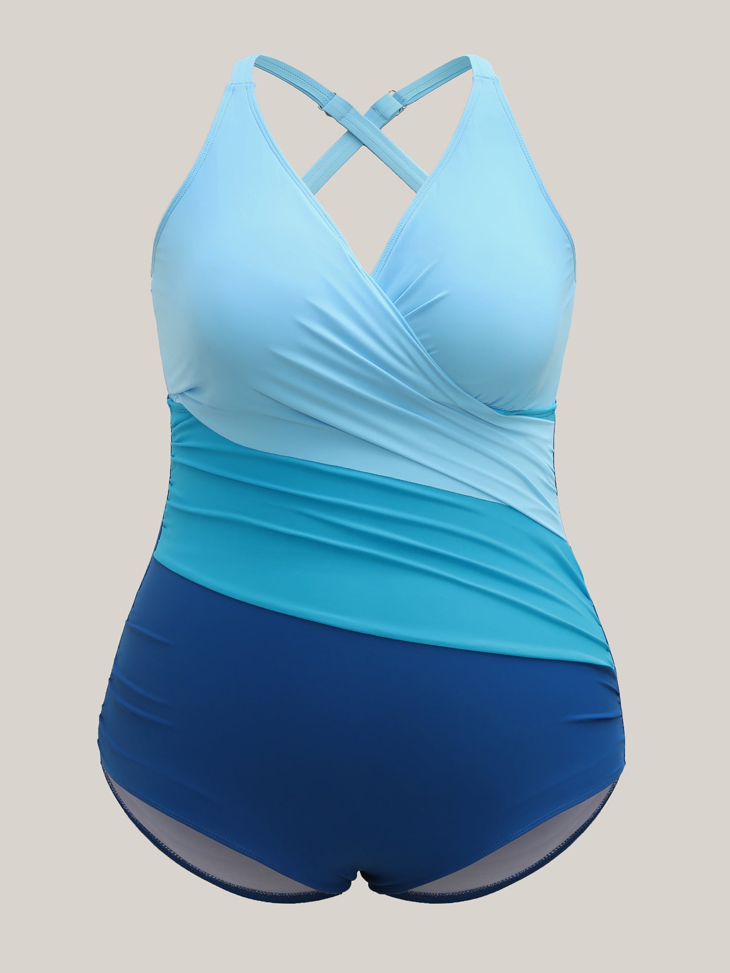 Color Block Pleated One-Piece Swimsuit