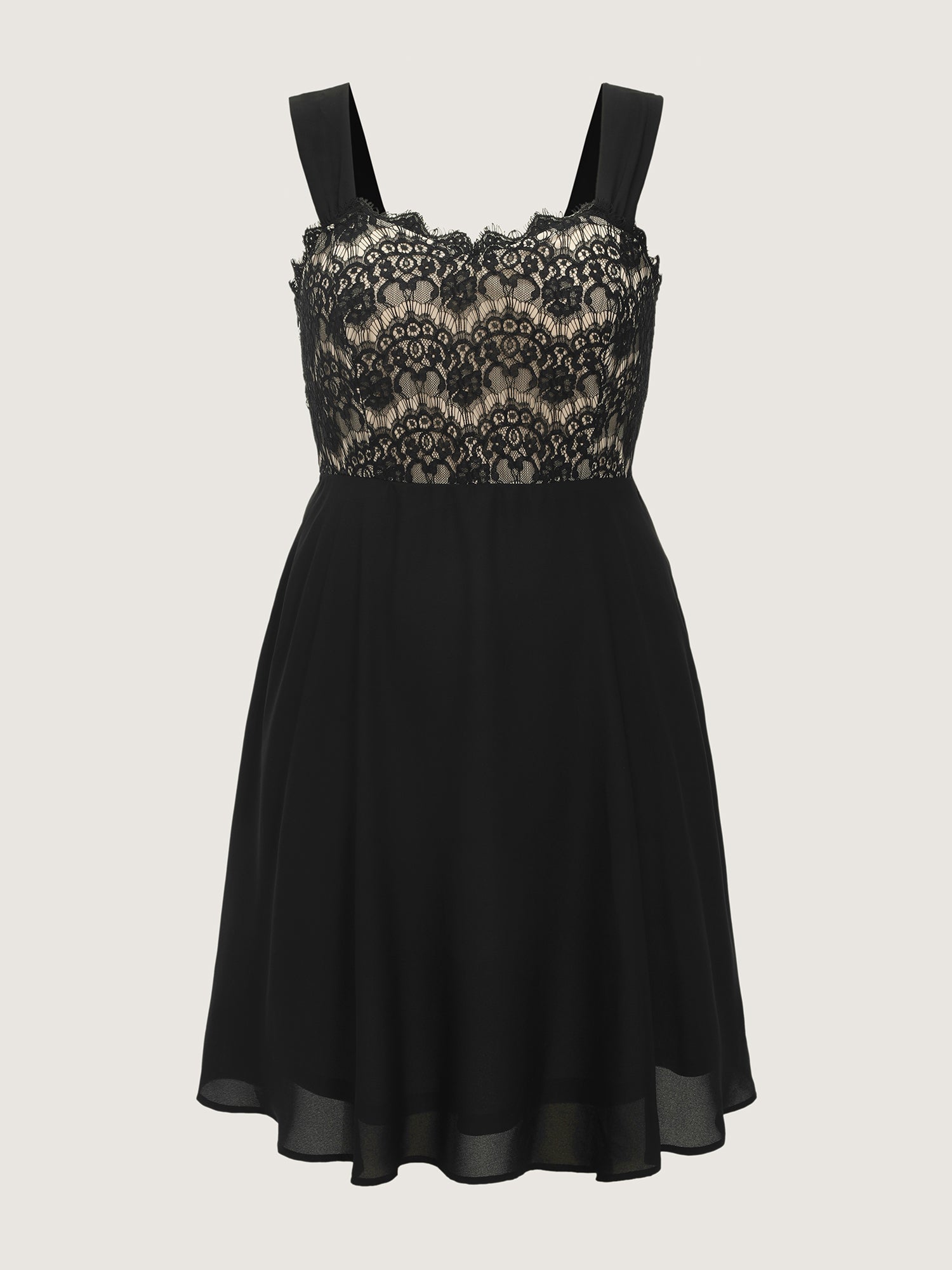 Lace Textured Wide Straps Midi Dress