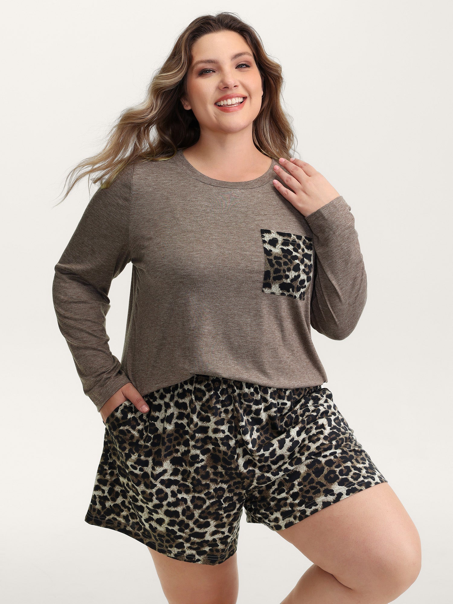 Leopard Print Contrast Lounge Set