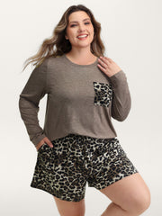 Leopard Print Contrast Lounge Set