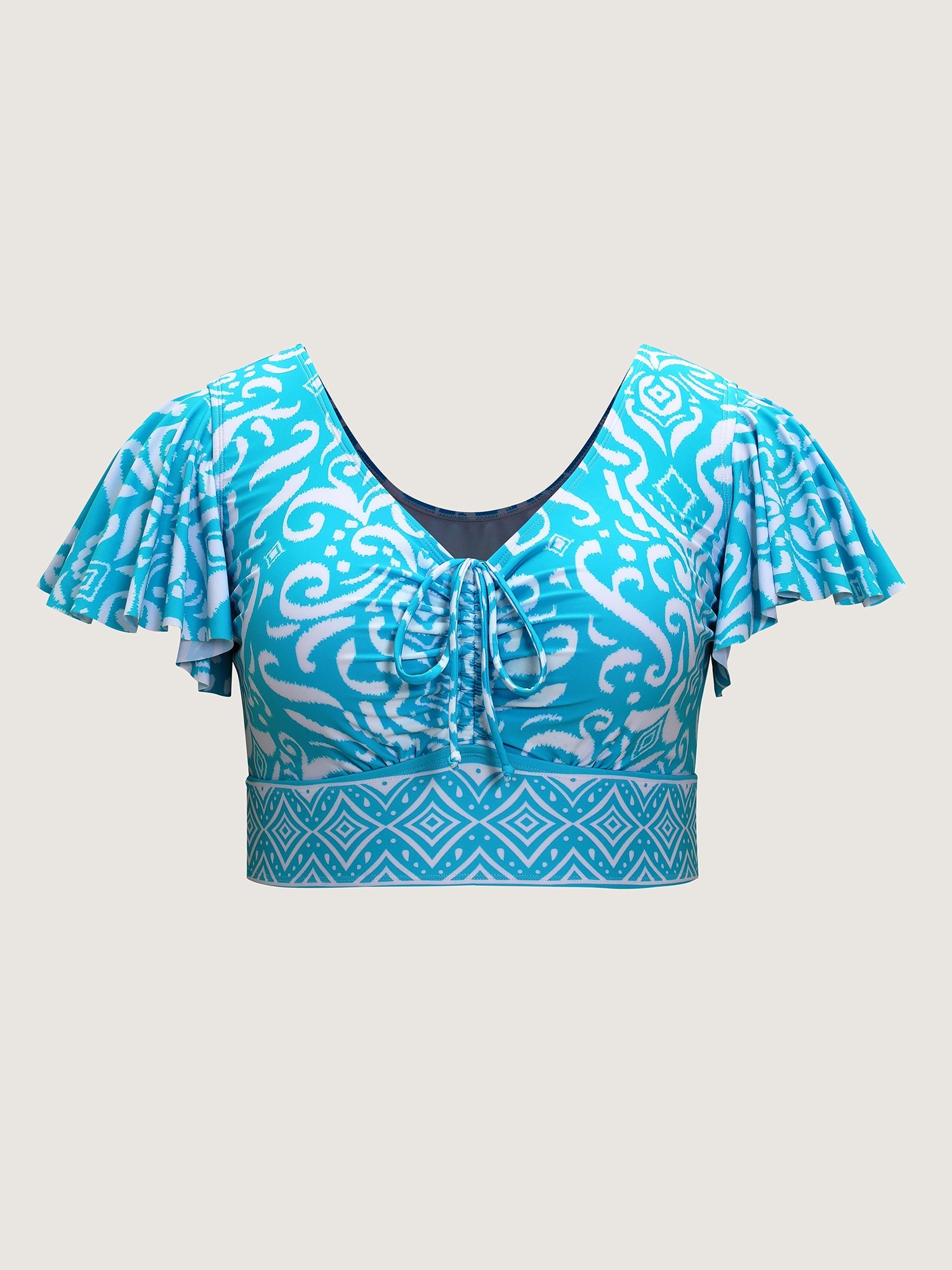 Floral Print Ruched Bodice Swim Top