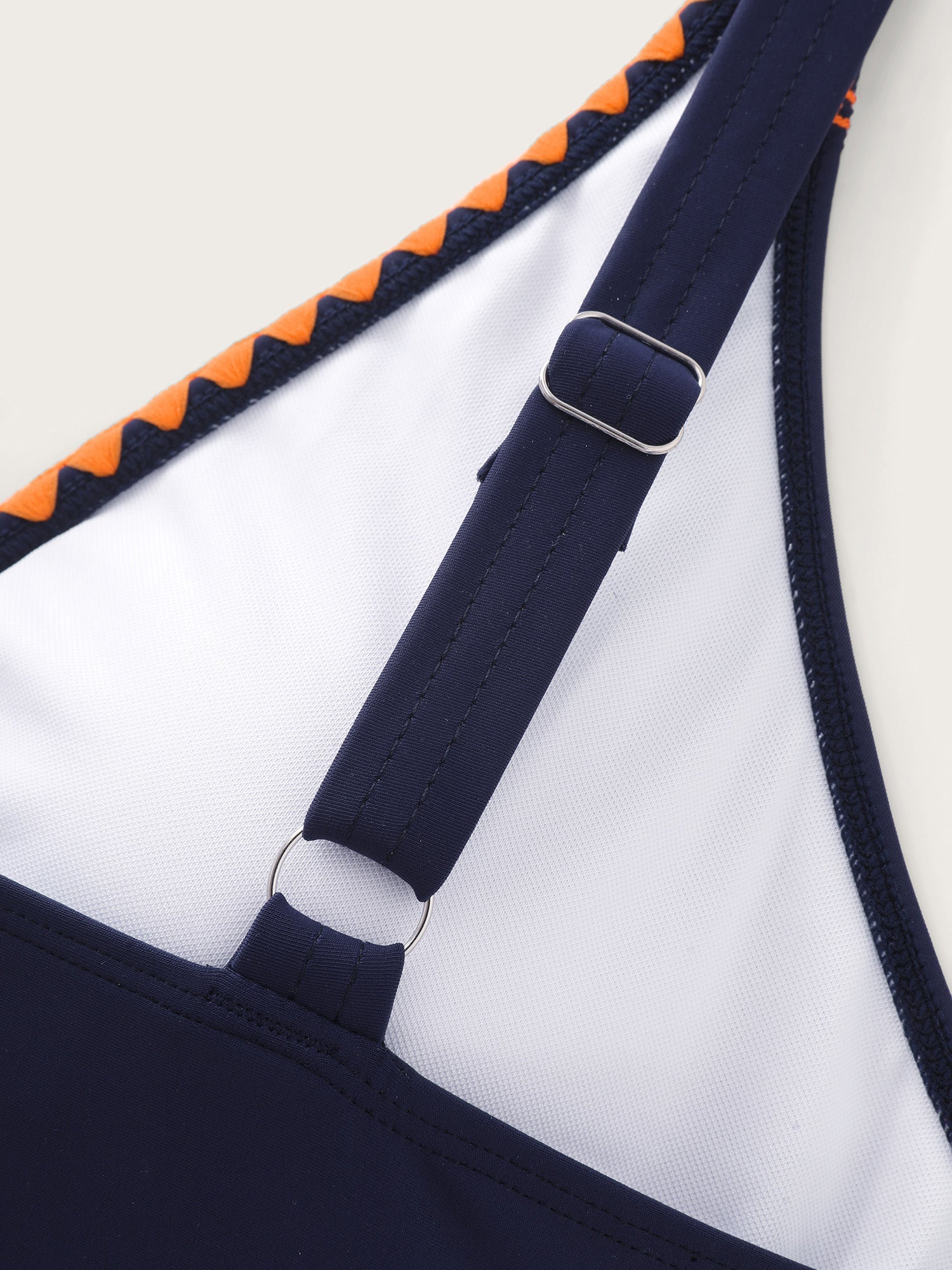 Color Contrast Embroidered Swim Top