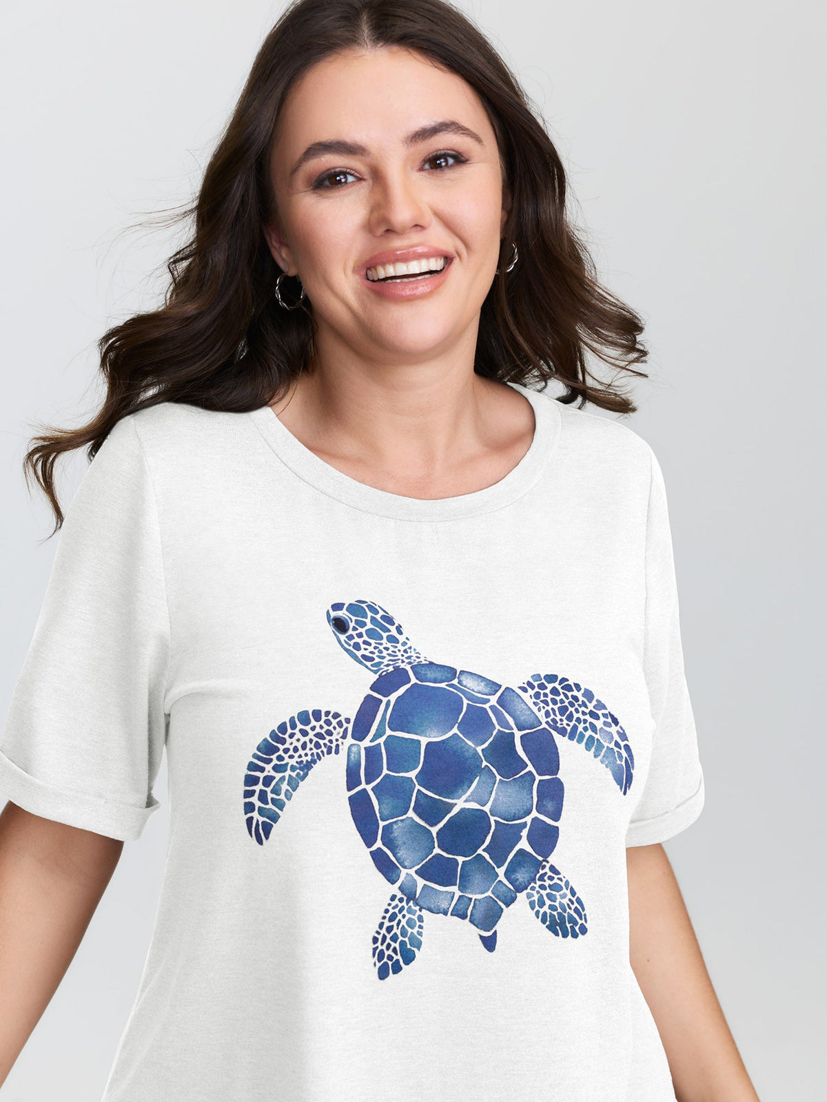 Supersoft Turtle Print Plain T-Shirt