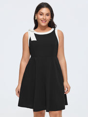Color Contrast Shoulder-Tie Mini Dress