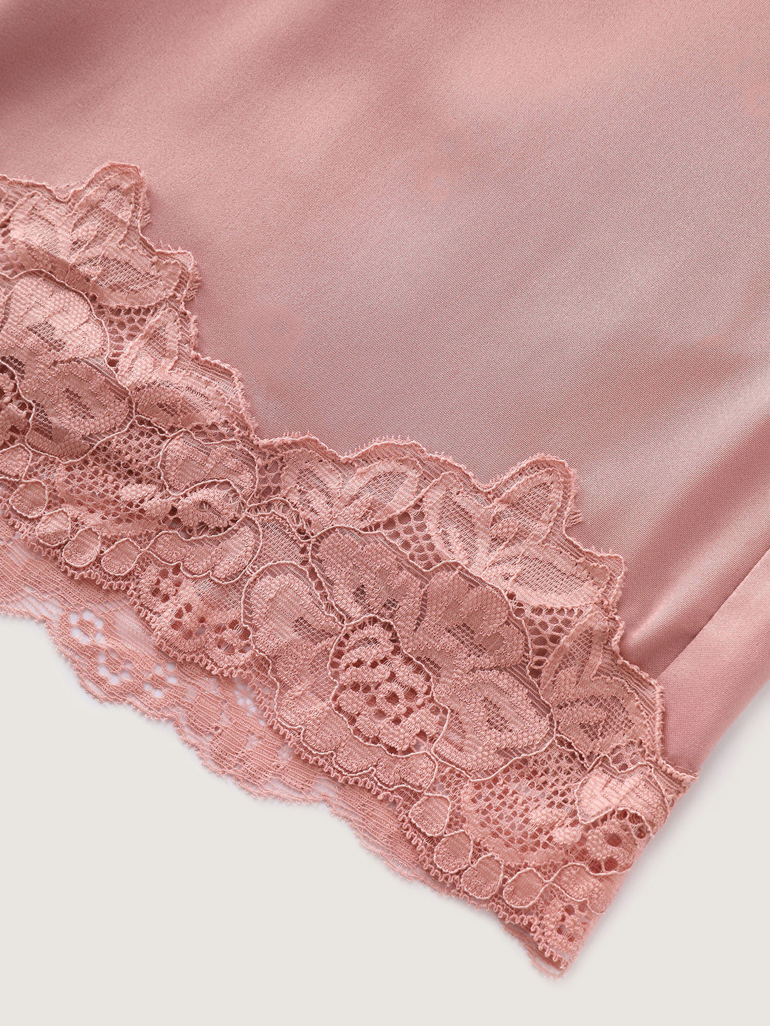 Satin Floral Lace Neckline Lounge Set