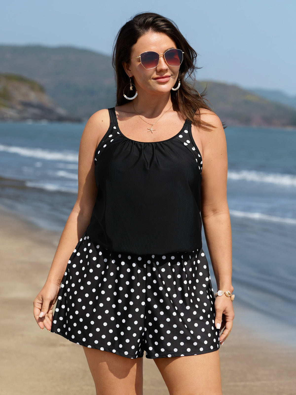 Polka Dot Pockets Swim Romper