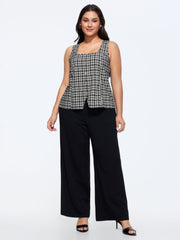Check Print Waist-Tie Button Tank Top