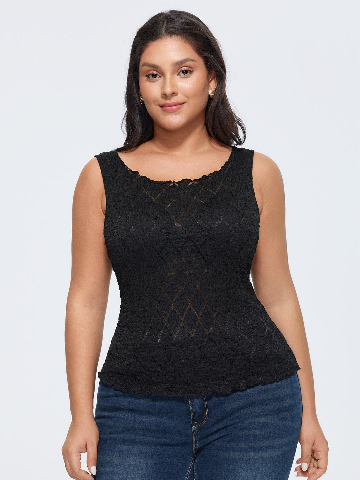 Textured Hollowed-Out Tank Top