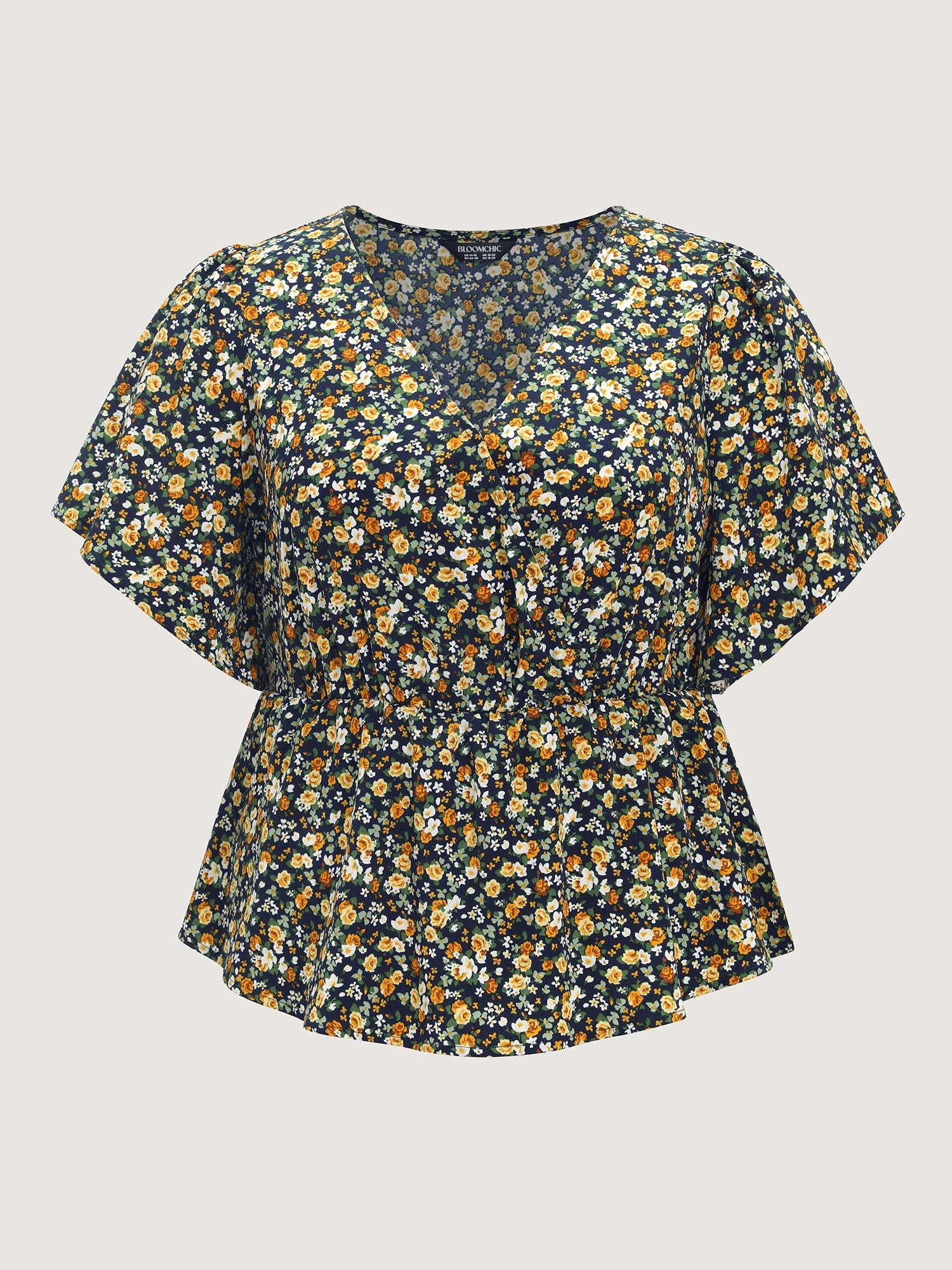 Floral Print Cinched-Waist Blouse