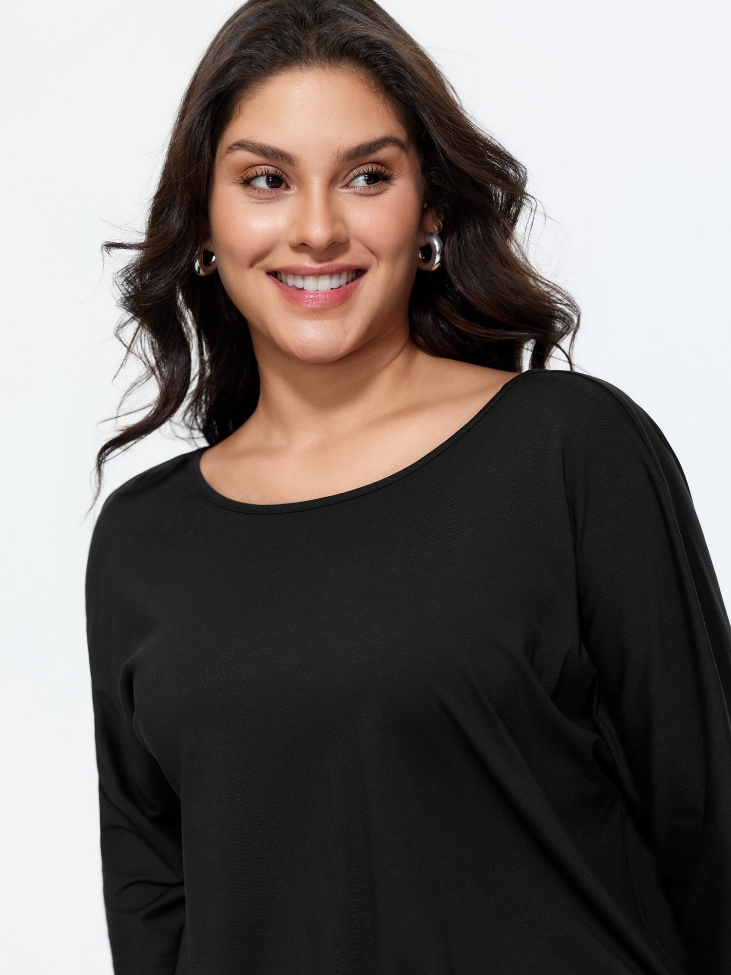 Cotton Back Cut-Out Plain T-Shirt