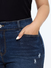 Stretchy Back Elastic Waistband Skinny-Fit Denim Shorts