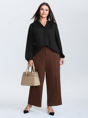 Embroidered Neckline Button-Down Blouse