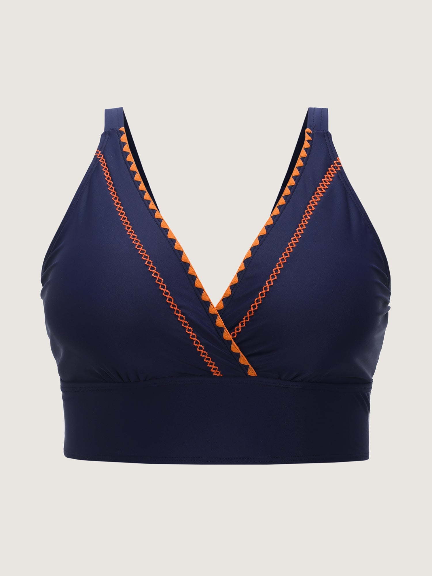 Color Contrast Embroidered Swim Top