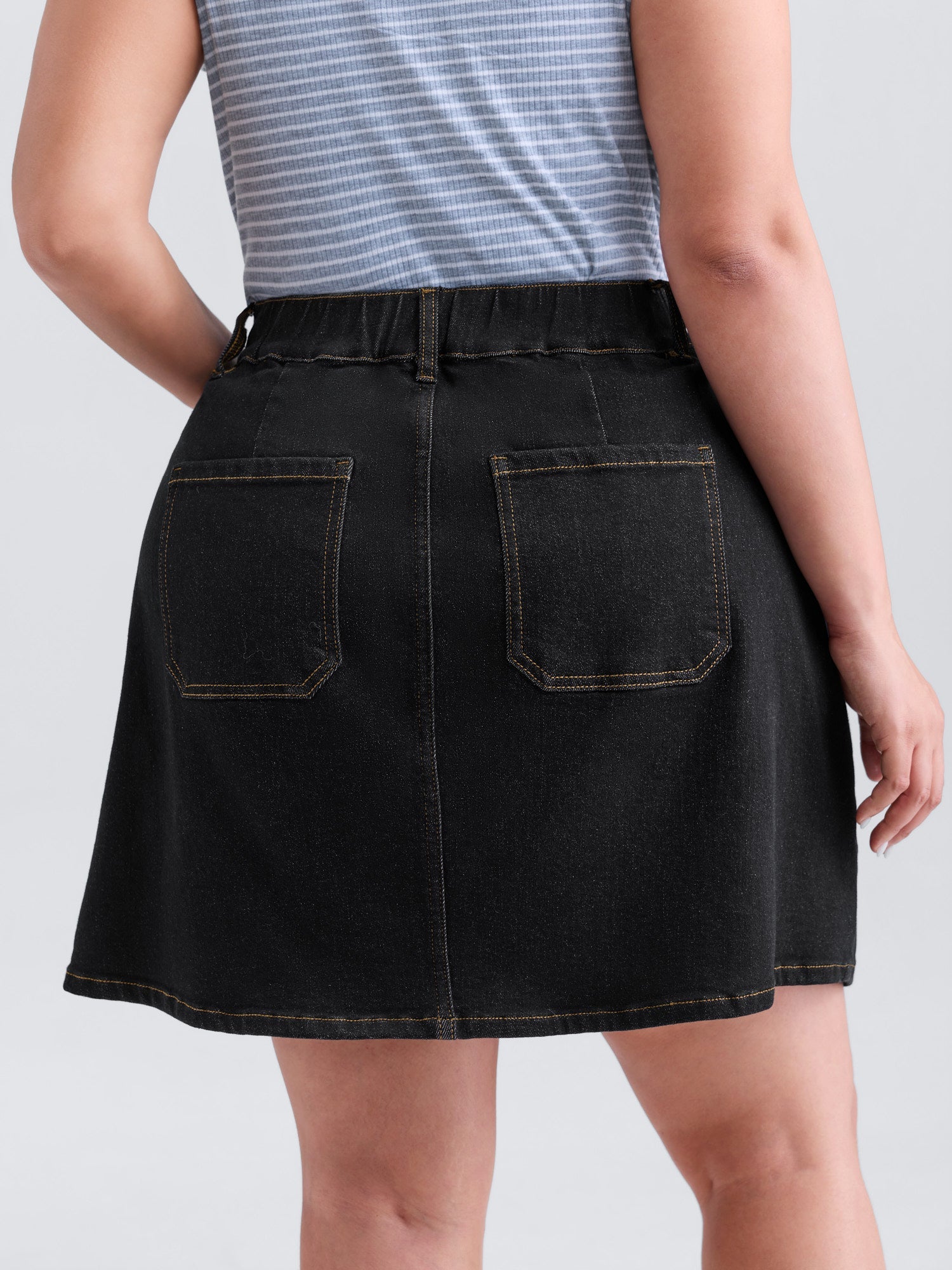 Built-In-Shorts Stretchy Denim Skort