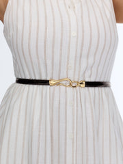 Glossy Gold Buckle Wide Extended Belt