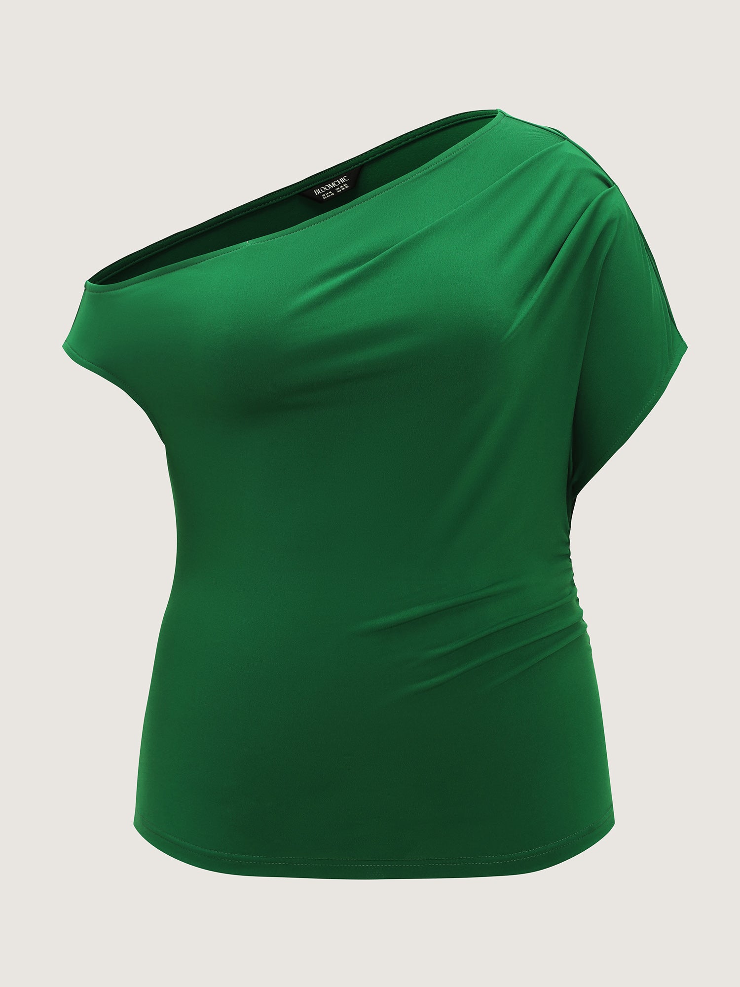 One-Shoulder Ruched Plain Top