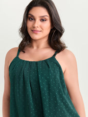 Textured Stretchy Hem Pleated Tank Top