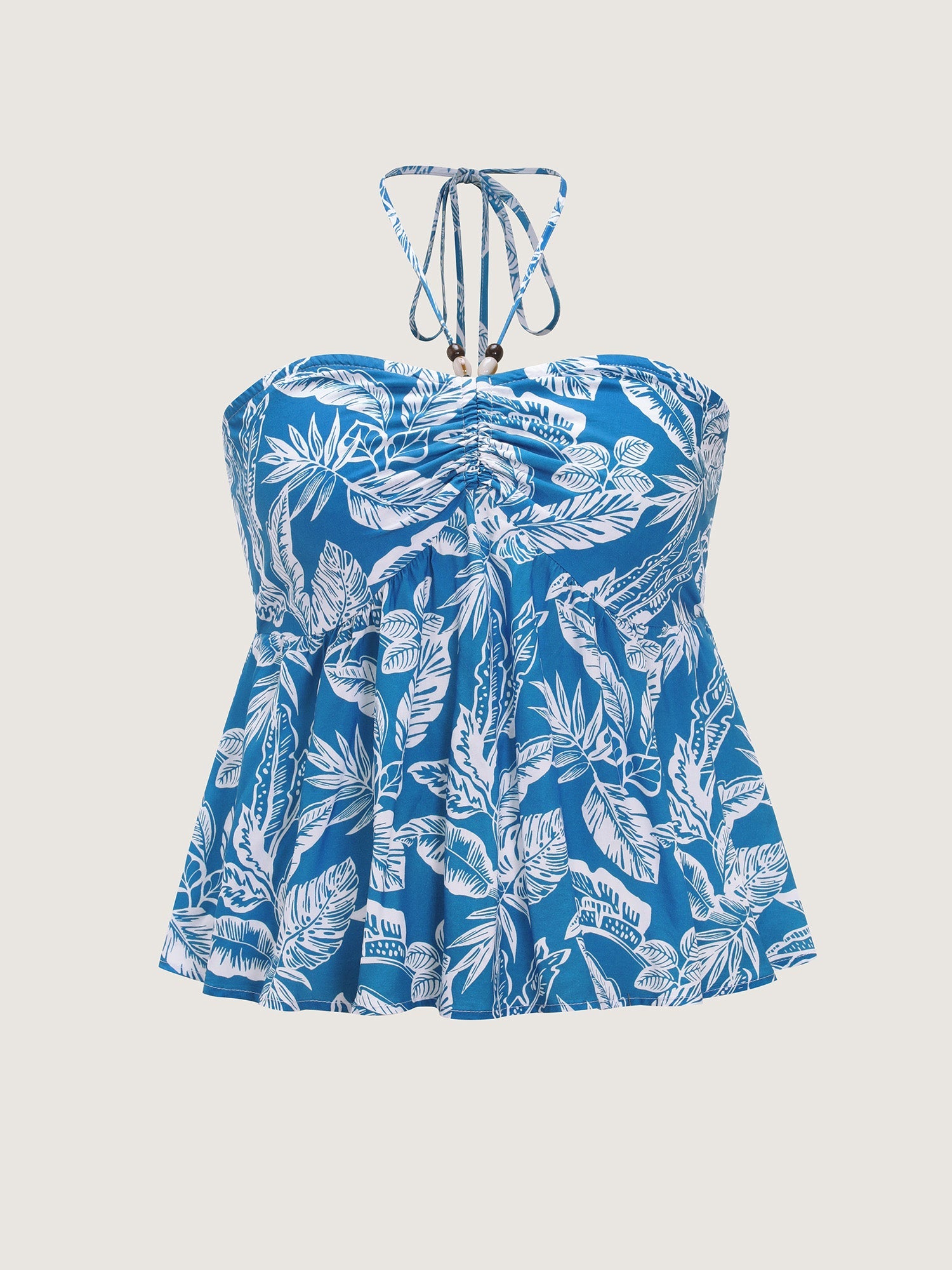Tropical Print Ruched Tank Top