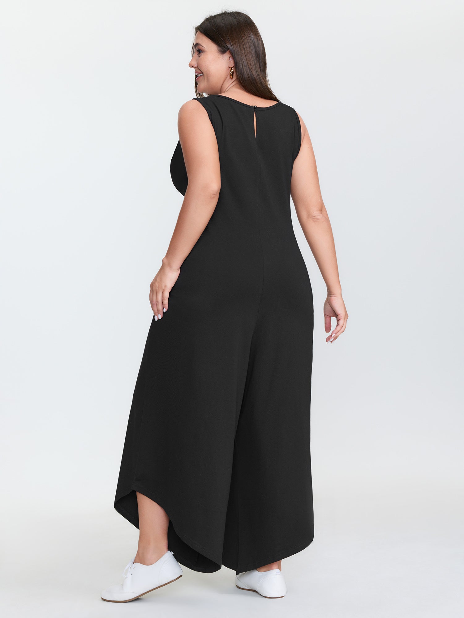 Cotton Stretchy V-Neck Pocket Jumpsuit