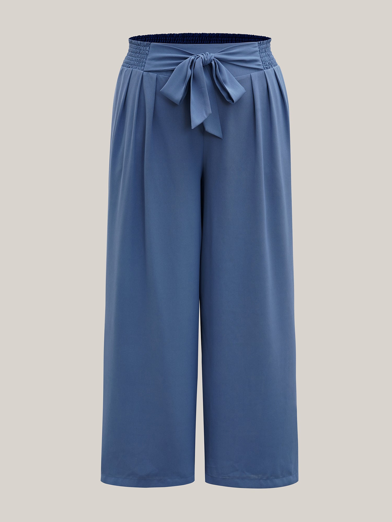 Smocked Waist-Tie Flared Pants