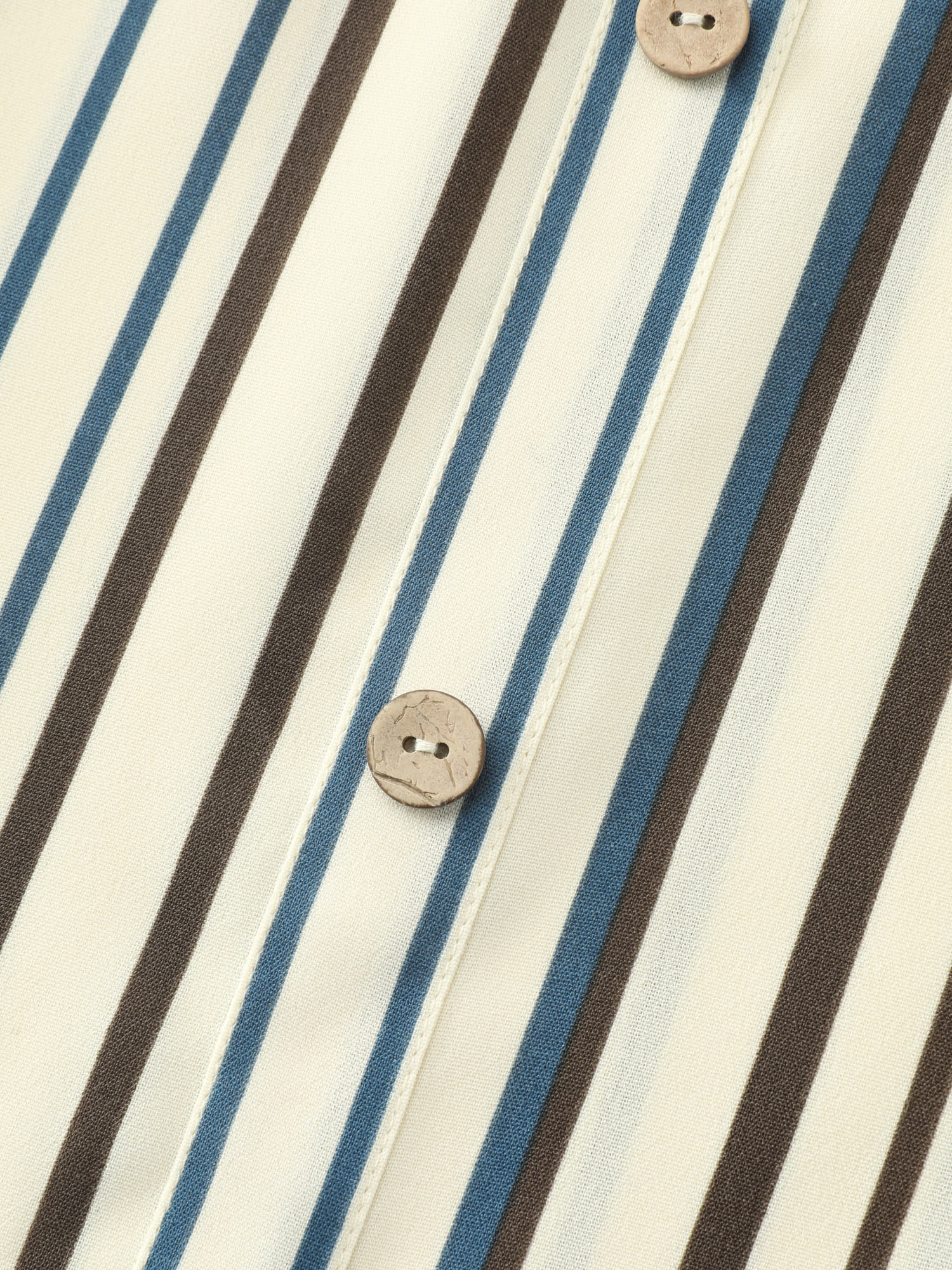 Striped Three-Quarter Sleeve Button-Down Blouse