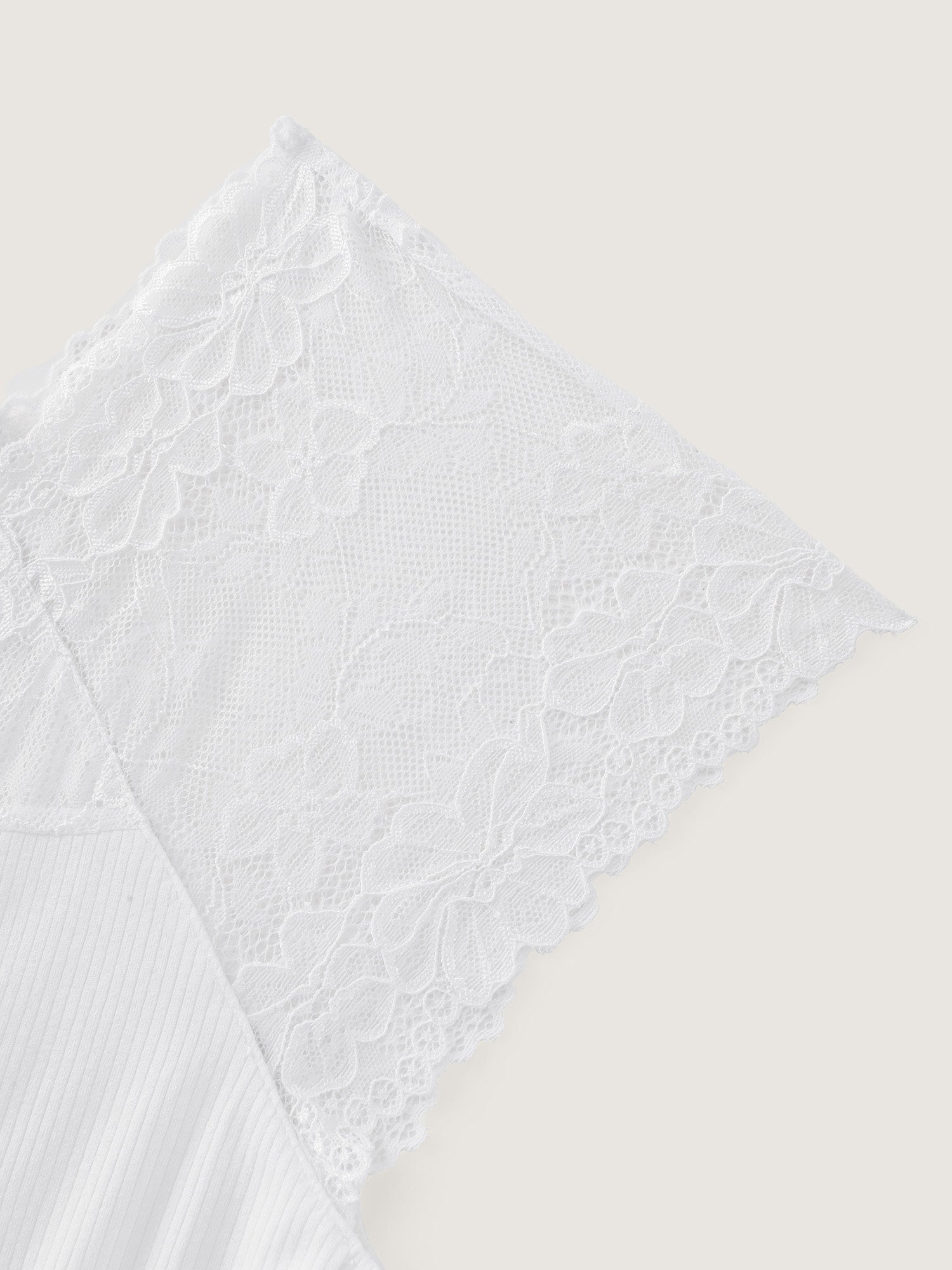 Sheer Lace Neckline Plain Knit Top