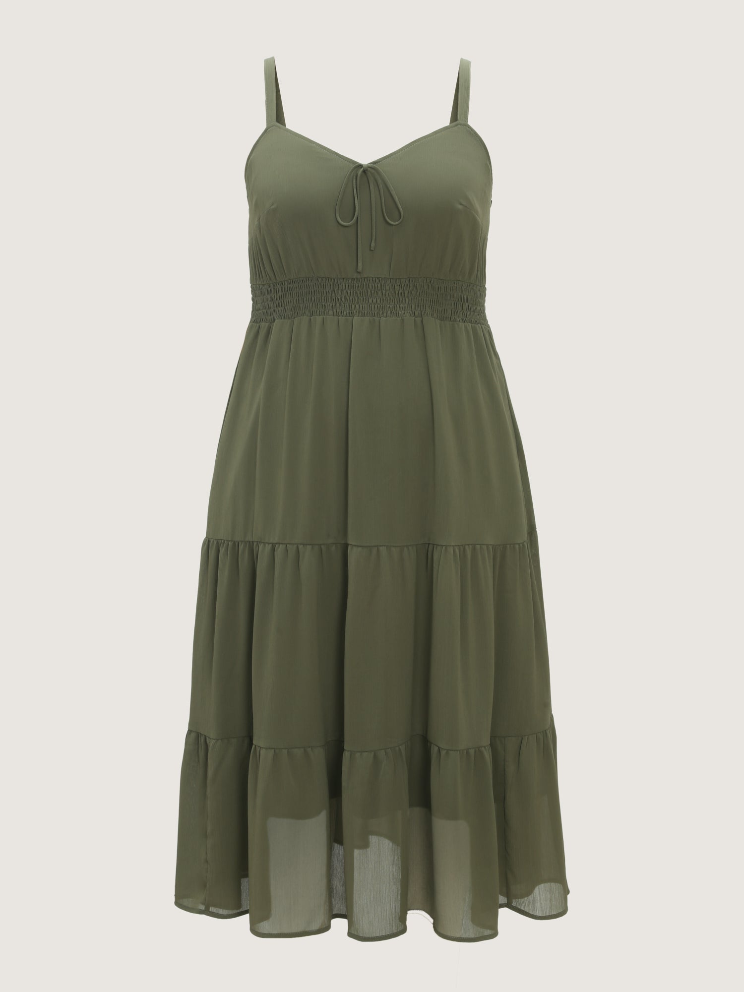 Shirred Waist Tiered Cami Midi Dress