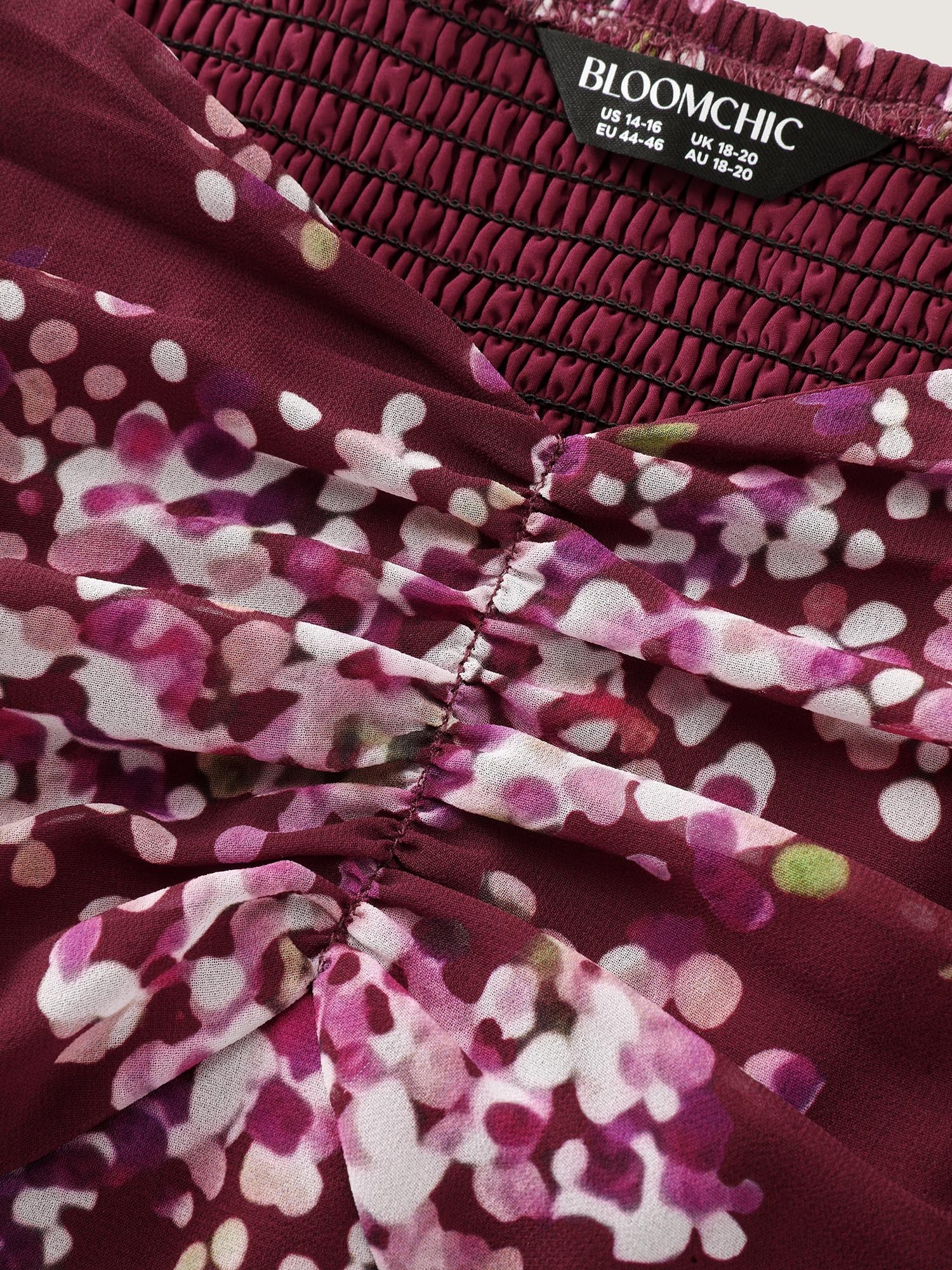 Elegant Floral Print Shirred Cami Maxi Dress