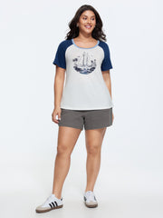 Yacht Print Color Contrast T-Shirt