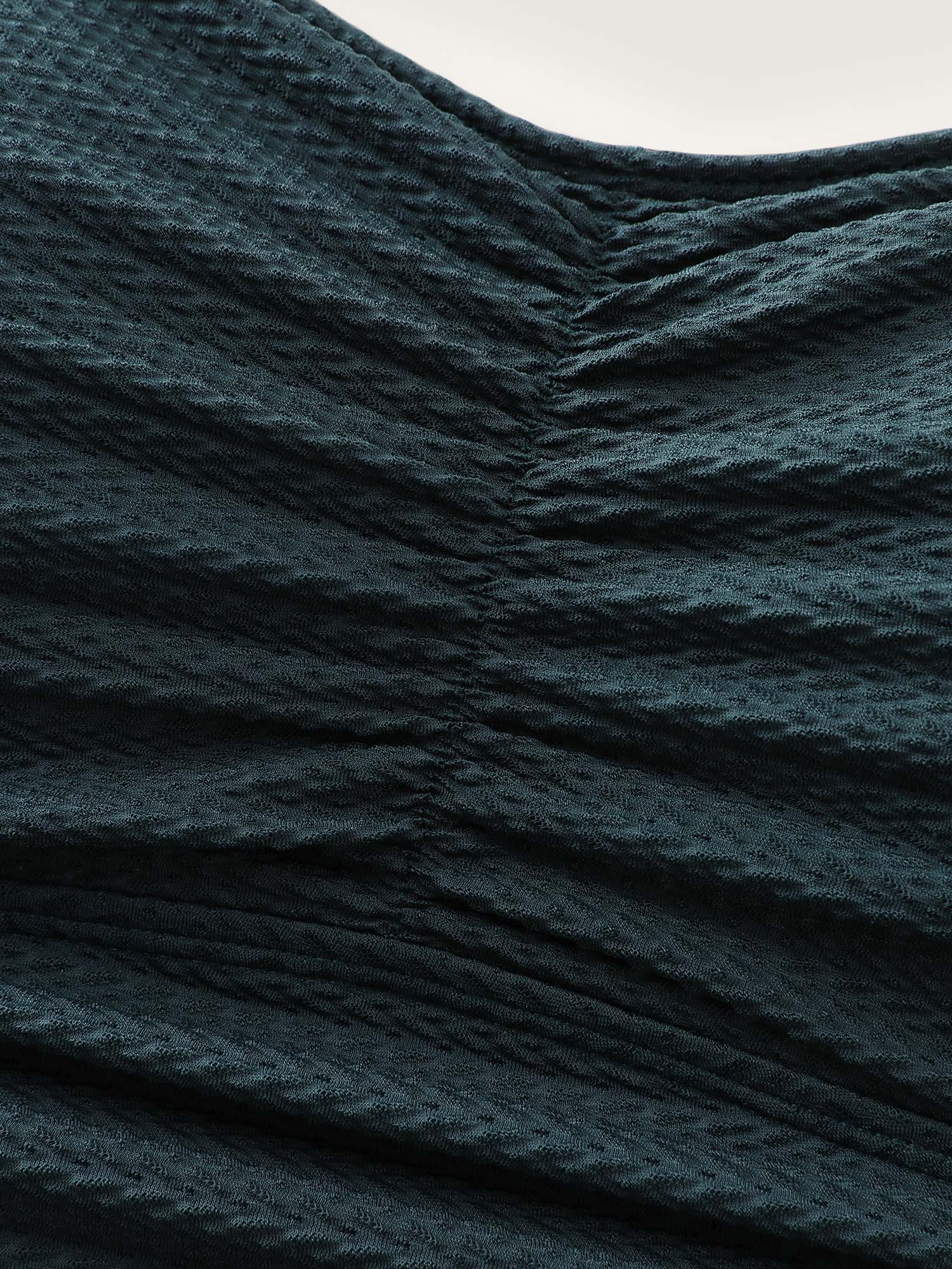 Textured Adjustable Cinched Flared Swim Dress