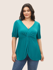 Supersoft Essentials Twist Front Elastic Cuffs Knit Top