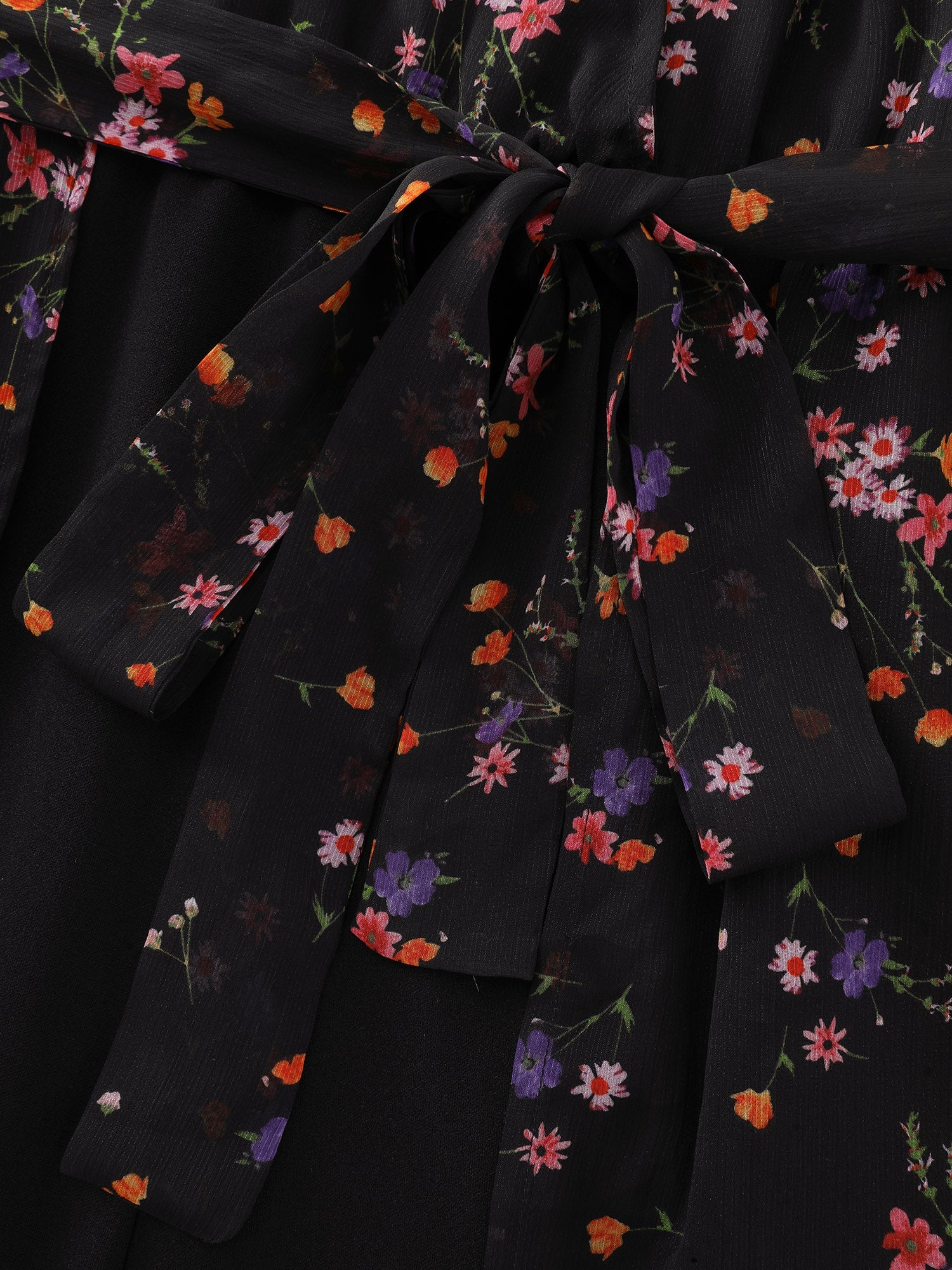 Ditsy Floral Print Wrap Tie Overlay Jumpsuit