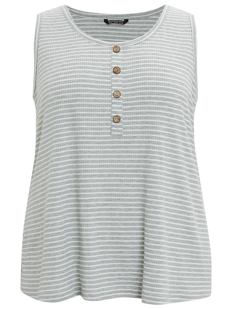 Striped Print Button Detail Pajama Top