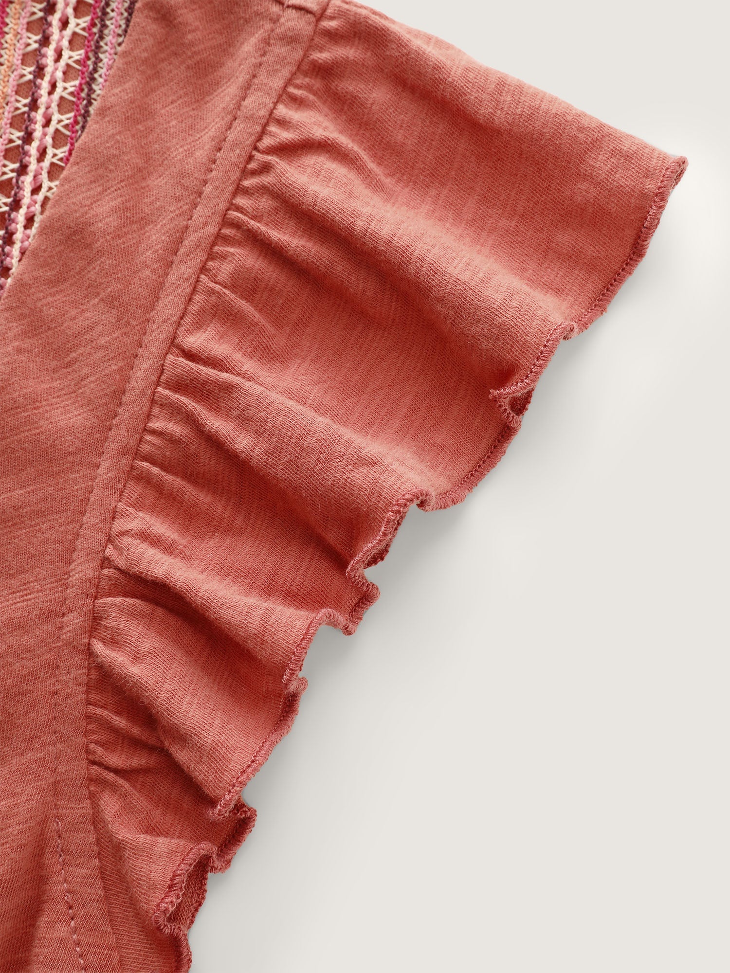 Supersoft Striped Print Pleated Knit Top