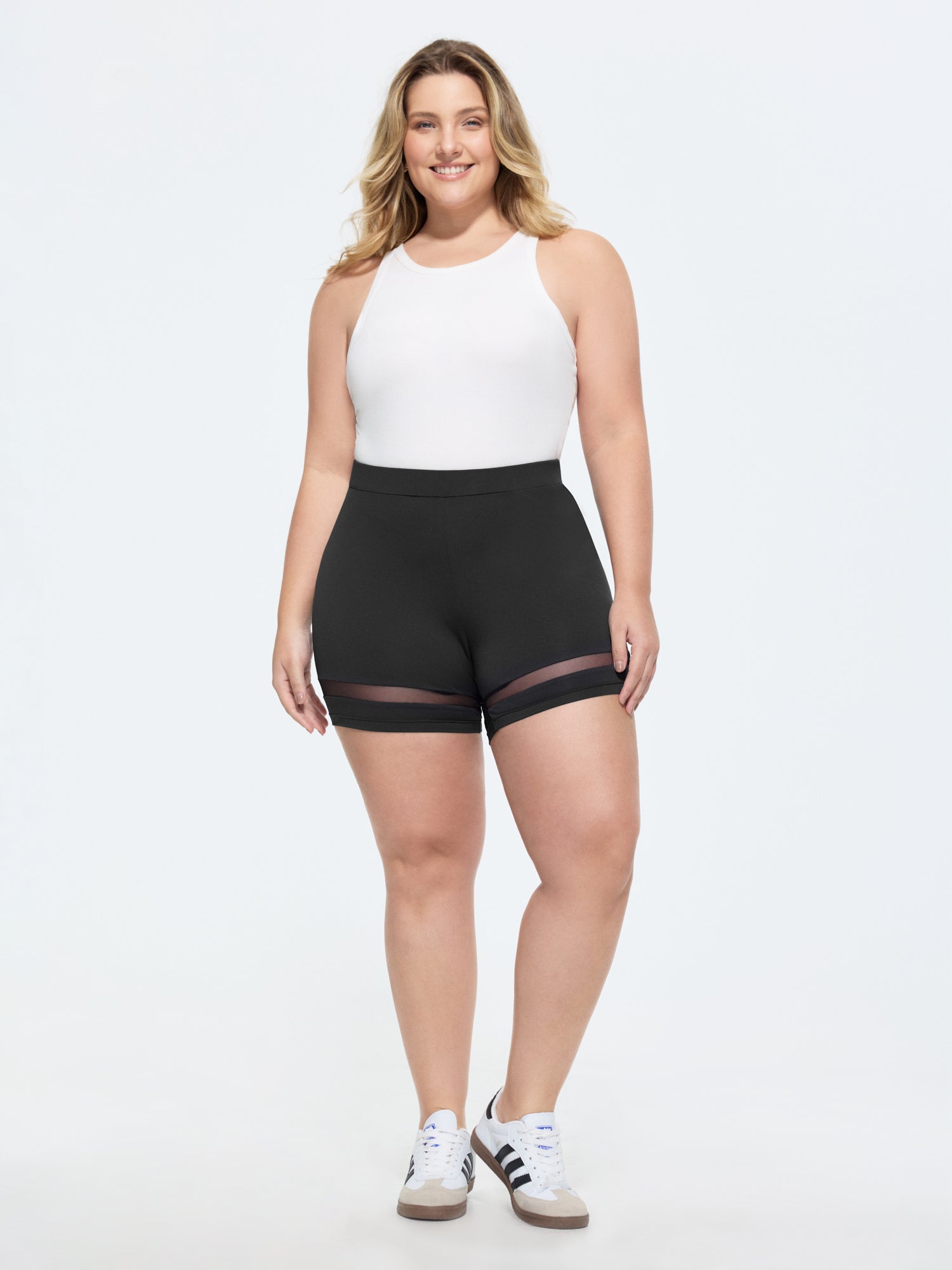 Mid-Rise Sheer Mesh Panel Leggings