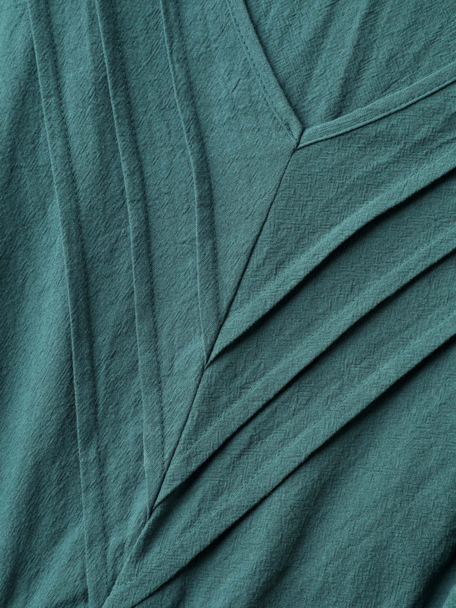 Pure Cotton Toothpick Pleats Tiered Midi Dress