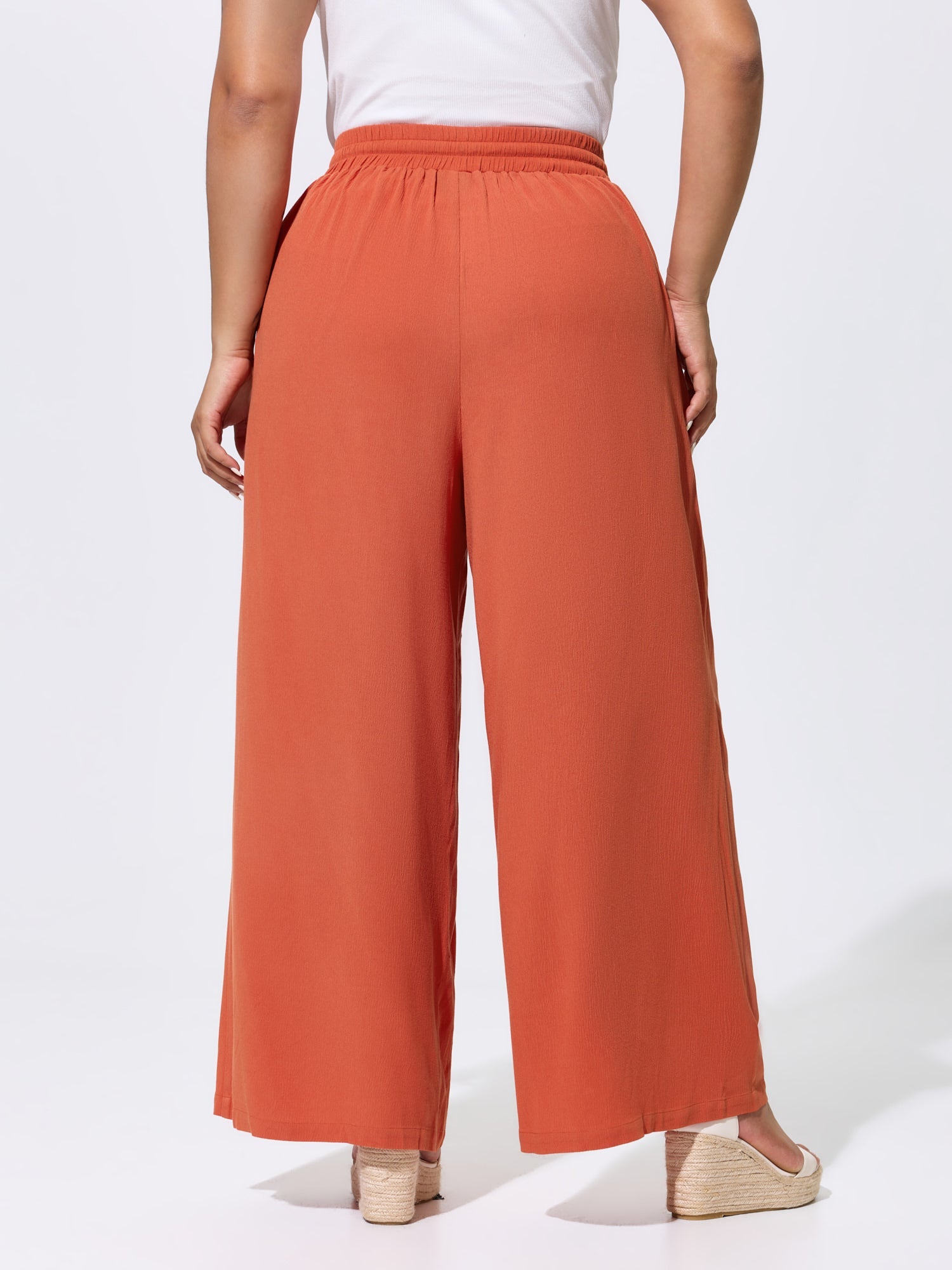 Drawstring Waist Breezy Straight-Leg Pants
