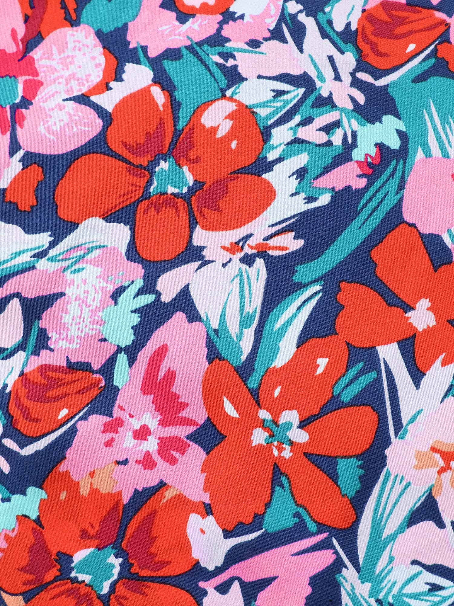 Floral Print Off-Shoulder Pockets Midi Dress