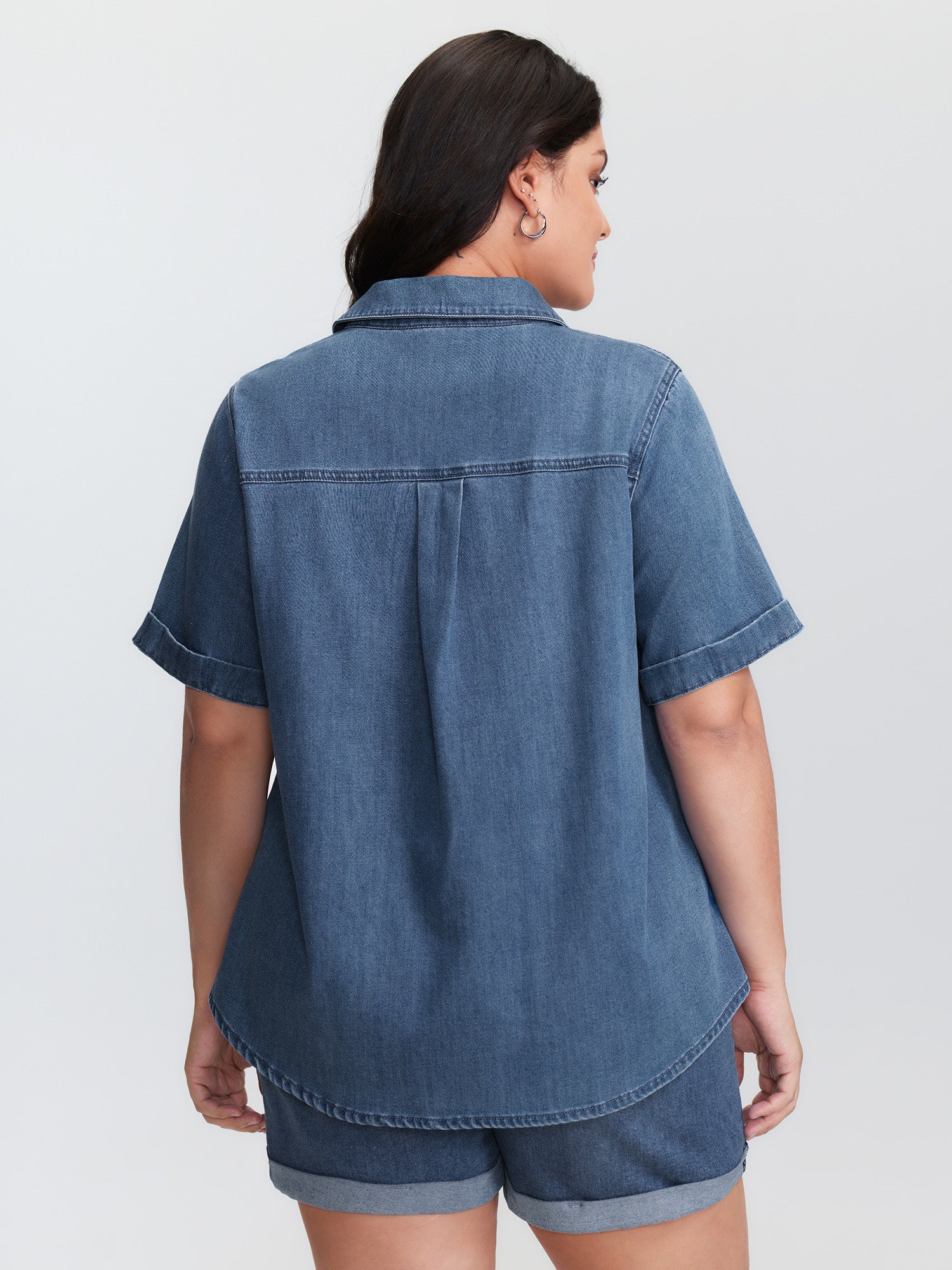 Supersoft Button-Down Denim Top