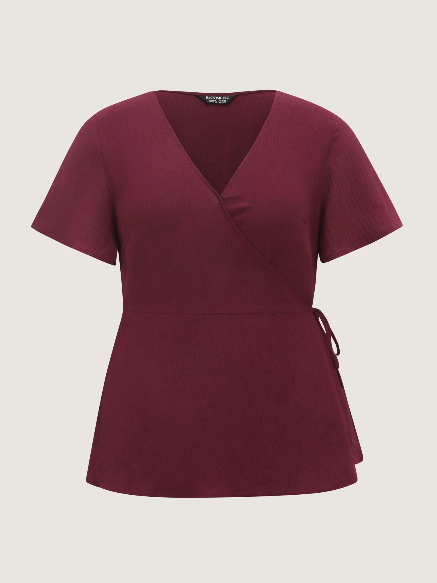 Stretchy Waist Side-Tie Plain Blouse