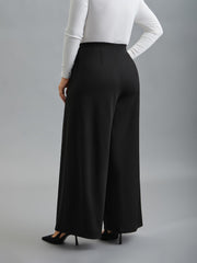Solid Pleated Wide-Leg Pants