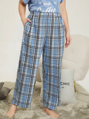 Plaid Print Pocket Elastic Waist Pajama Pants