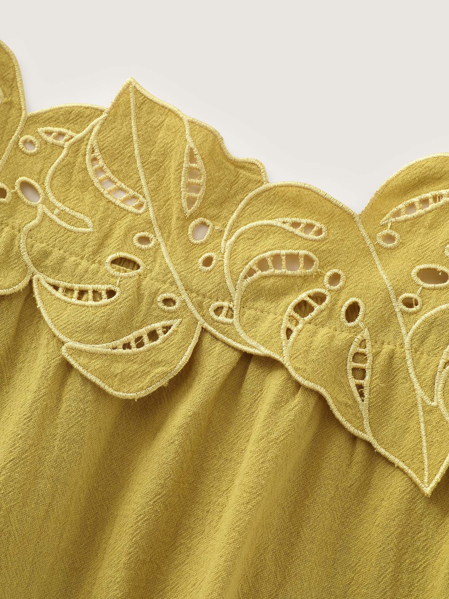 Cotton Embroidered Neckline Flowy-Fit Top