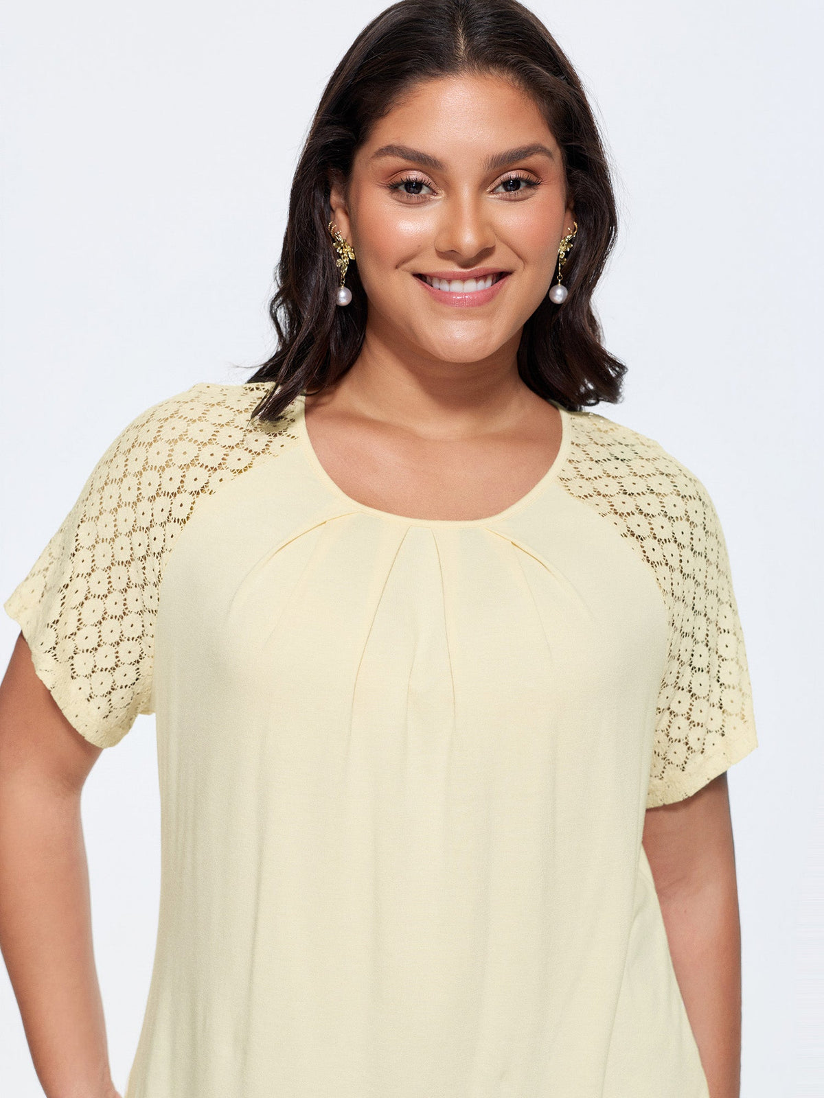 Sheer Lace Raglan Sleeve Knit Top