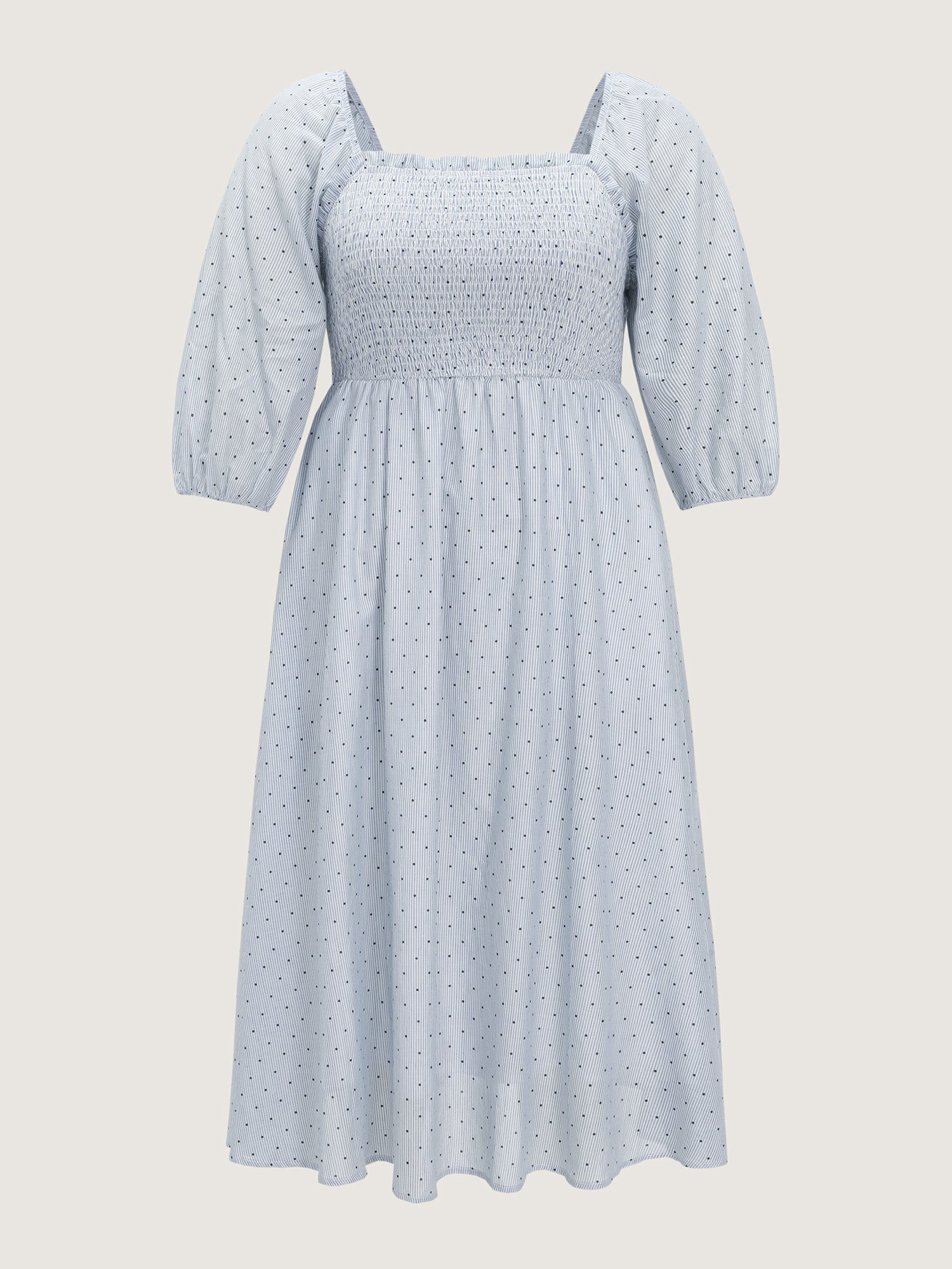 Cotton Polka Dot Print Pocket Midi Dress