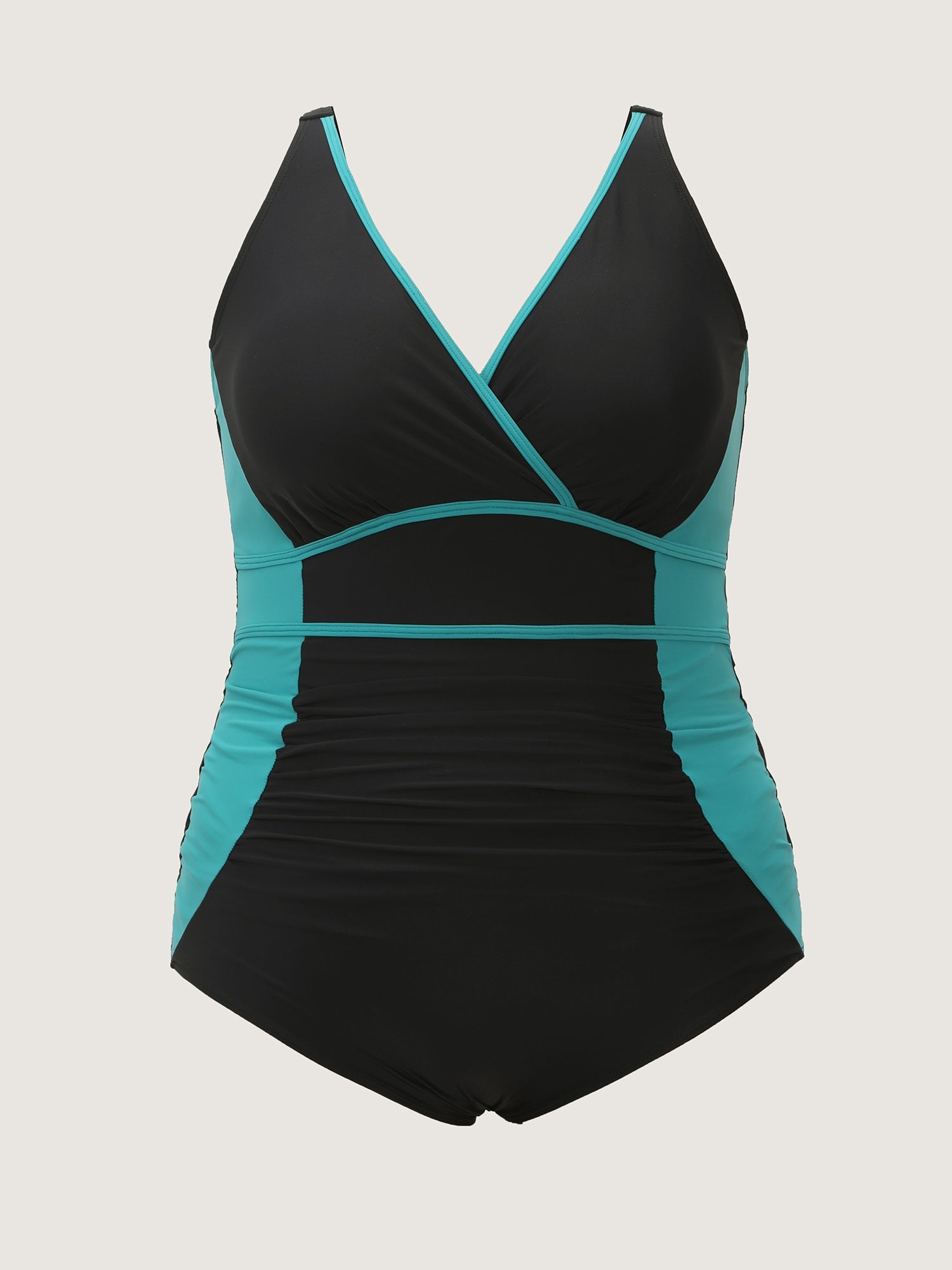Colorblock Ruched Tummy-Control One-Piece Swimsuit